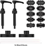 2 Packs Mason Jar Syrup Dispenser, Coffee Syrup Dispenser for Regular Mouth Mason Jar, Food Grade Rustproof Plastic Pump for Syrup, Honey, Liquid Condiments, Ketchup, Coffee Syrup and More