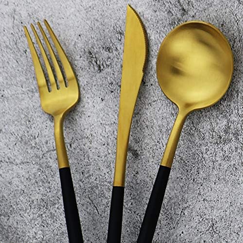 Gugrida 5-Piece 18/10 Stainless Steel Matte Gold Silverware Set, Kitchen Tableware Set, Dishwasher Safe
