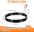 HARFINGTON 2Pcs Egg Rings 6" Stainless Steel Nonstick Round Pancake Shaper Cooking Mould for Griddle Frying Eggs Sandwich Omelets Breakfast