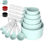 TILUCK Measuring Cups & Spoons Set, Stackable Cups and Spoons, Nesting Measure Cups with Stainless Steel Handle, Kitchen Gadgets for Cooking & Baking (Green)