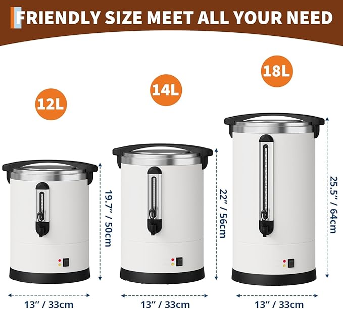 80 Cups Large Coffee Urn with Double Wall Insulation, 12L/3.2 Gallon Stainless Steel Commercial Electric Coffee Maker with Hot Drinks and Hot Water, for Weddings, Parties, Catering, and Buffets