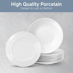 White Ceramic Dinner Plates Set of 8, 10 inch, Salad Plates, Pizza Plates, Dinnerware Sets, Microwave & Dishwasher Safe