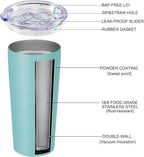 VEGOND 20oz Tumbler Bulk with Lid and Straw 1 Pack, Stainless Steel Vacuum Insulated Tumbler, Double Wall Coffee Cup Travel Mug, River Green