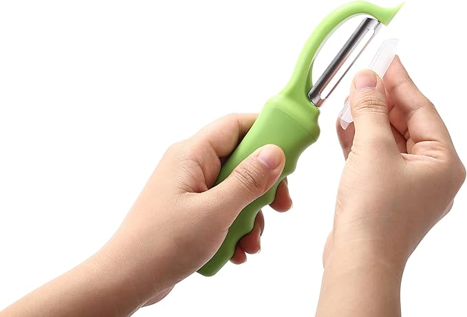 Spring Chef Premium Green Swivel Vegetable Peeler Set of 2, Stainless Steel Apple Peeler for Kitchen with Soft Grip Handle, Dishwasher Safe, Perfect for Potato, Carrot, Veggie, Fruit, Apple, Mango