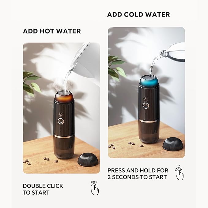 Portable Electric Espresso Machine, Travel Coffee Maker for Camping, Car Coffee Maker Self-Heating with USB-C, With Ground Coffee & NS Capsule for RV, Hiking, Office(Black)