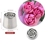 10 Pieces Extra Large Stainless Steel Seamless Russian Flower Piping Tips Kit for Marshmallow Bouquet,Cake Decorating Floral Icing Nozzles Set, 10 Icing Nozzles with 1 Clean Brush,1 Pastry Bag(XXL,A)