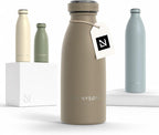 LARS NYSØM Stainless Steel Insulated Water Bottle 12 oz 17 oz 25 oz 34 oz 51 oz | Insulated Thermo Flask for Hot and Cold Beverages | Leakproof Drinking Bottle (Taupe Brown, 11.8 oz)