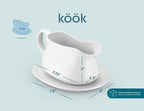 Kook Gravy Boat & Saucer, 17 oz, Ceramic Serving Dish, Dispenser with Tray for Sauces, Dressings and Creamer, Large Handle, Microwave and Dishwasher Safe, White (Classic Gravy Boat)