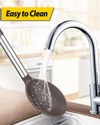 Pack of 2 Large Silicone Cooking Spoons,Non Stick Solid Basting Spoon,Heat-Resistant Kitchen Utensils for Mixing,Serving,Draining,Stirring (CHOCOLATE)