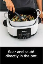 Ninja Foodi PossibleCooker PRO MC1000 8.5Qt Multicooker 8 in 1 Slow Cooker, Dutch Oven, Steam Bake Roast Sear Sauté Bread Maker Warmer, Glass Lid, Integrated Spoon, Nonstick (White)