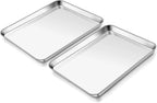 Homikit 2 Pack Baking Sheet, 9 x 13 Inches Stainless Steel Quarter Sheet Pan Set for Baking Cooking Toasting, Metal Cookie Tray Fits Toaster Oven, Non Stick & Rust Free, Dishwasher Safe