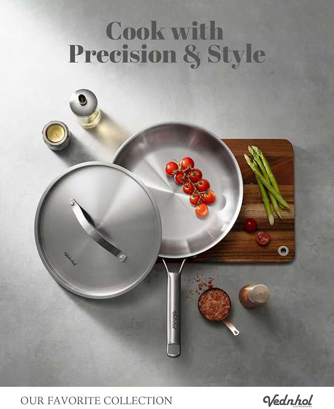 Stainless Steel Cookware Set, 8 Pcs Tir-Ply Pots and Pans Set, PFOA&PTFE Free, Dishwasher&Oven Safe, Kitchen Induction Compatible, ollas de acero inoxidable para cocinar