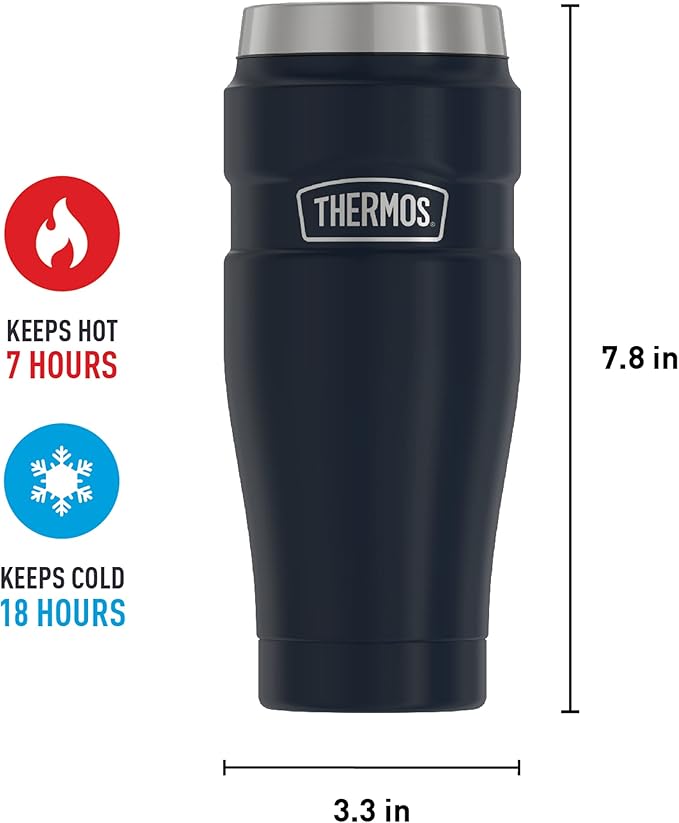 THERMOS Stainless King Travel Tumbler, 16 Ounce, Vacuum-Insulated | Midnight Blue | Pack of 4