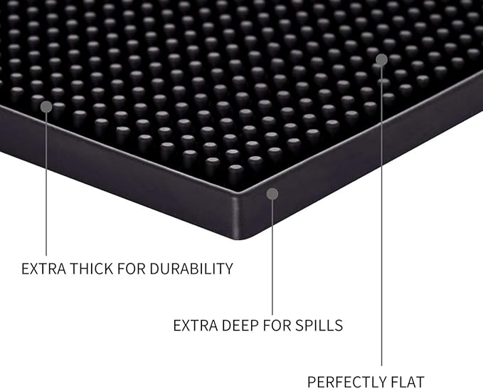 Bar Mat for Cocktail and Coffee Bar 6" x 12" Rubber Bar Service Spill Mat for Cocktail Bartender Coffee Bar or Countertop Mats Glass Drying Mat