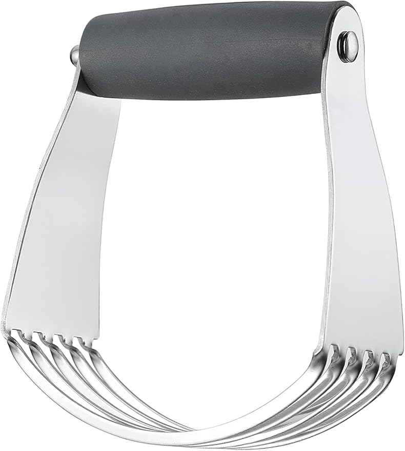 Spring Chef Medium Size Gray Dough Blender For Baking, Professional Dough Cutter Tool, Stainless Steel Pastry Cutter Tool with Durable & Thick Blades, Dishwasher Safe Pastry Blender for Easy Mixing