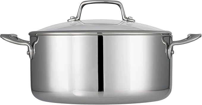 Tramontina Tri-Ply Clad Stainless Steel 5-Quart Dutch Oven Pot with Glass Lid, Induction-Ready, Dishwasher-Safe, NSF-Certified