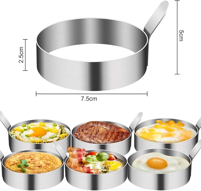 4/6 Pack Egg Ring, 3 Inch Egg Cooking Ring Non Stick Stainless Steel Egg Rings for Frying Eggs Pancake Sandwich Cooking Beefsteak Griddle Kitchen Gadgets for Breakfast