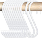 24 Pack 4-1/2 Inch White S Hooks for hanging, Large Vinyl Coated S Hangers Hooks Heavy Duty, Steel Metal Rubber Coated Closet Rod Hooks for Hanging Jeans Clothes Plant Pot Pan Cup Bathrooms Towel Robe