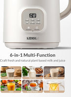 6 in 1 Automatic Nut Milk Maker Blender, 20oz Homemade Coconut, Soy, Oat, Almond, Plant Based Milks and Non-Dairy Beverages with Delay Start/Keep Warm/Boil Water/Self-Cleaning, Cream
