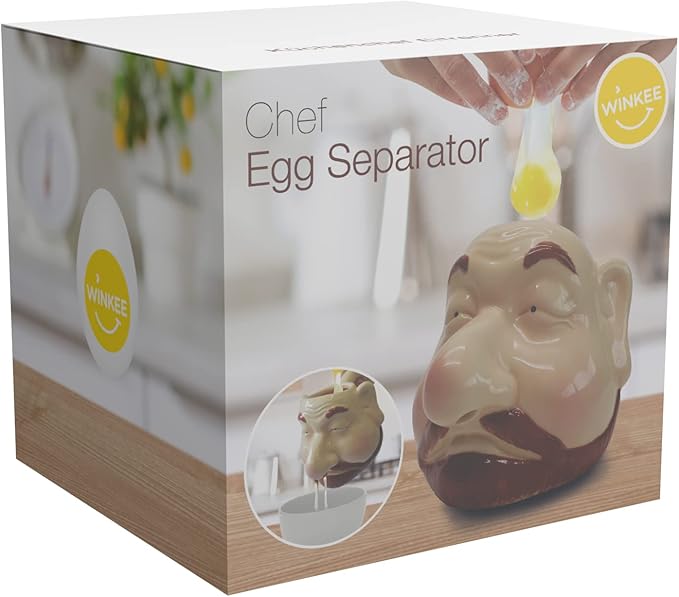 Winkee - Funny Chef Face Egg Separator I Practical Ceramic Yolk Separator I Chef Yolk Egg Separator