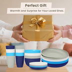 Homienly 32 PCS Plates and Bowls Sets, Unbreakable Wheat Straw Dinnerware Set, Microwave and Dishwasher Safe Dinnerware Sets, LIghtweight Dish Set for KItchen, Camping, Party - Island Series
