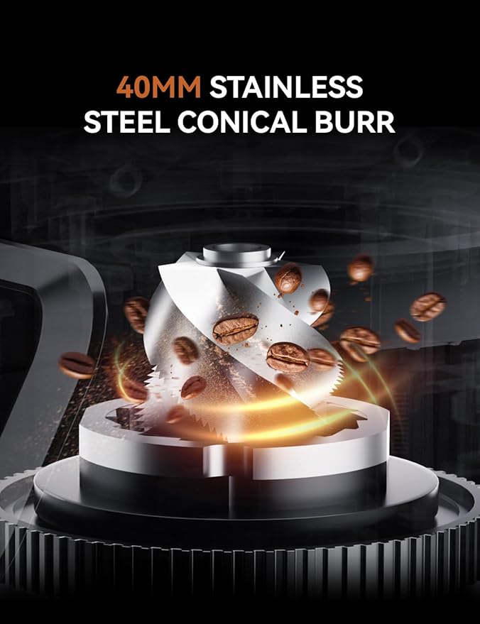 Coffee Grinder Electric, Emojoy Coffee Bean Grinder with 30 Grinding Settings, Burr Coffee Grinder for Home Use, Touchscreen and LED Control Panel, Stainless Steel Conical Burr Grinder