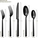 Alata Potter Black 20-Piece Forged Silverware Set with Utensil-Serving Set, Service for 4, Stainless Steel Flatware Set, Modern Design with Mirror Finish, Ideal for Home, Kitchen, Party, Camping