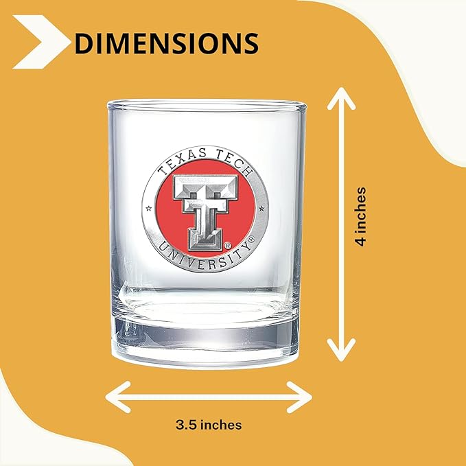 Heritage Pewter Texas Tech Double Old Fashion | Double Rocks Glass 14 OZ for Liquor | Expertly Crafted Pewter Glass