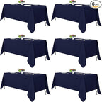 Fitable Navy Rectangle Tablecloths for 6 Foot Tables, 6 Pack - 70 x 108 Inches - Stain Resistant and Washable Table Clothes, Polyester Fabric Table Covers for Wedding, Party, Banquet, Buffect