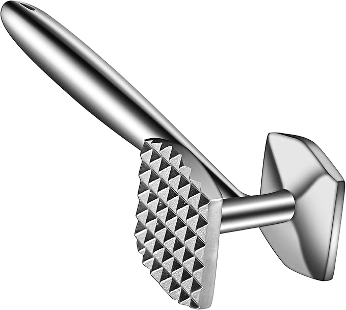 Aliglow Meat Tenderizer 304 Stainless Steel Meat Hammer/Mallet Tool/Pounder For Tenderizing and Pounding Steak, Beef And Poultry. Solid Metal Construction