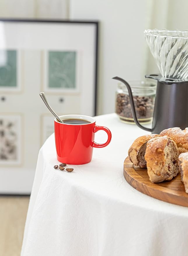 Sweese 3.5oz Porcelain Espresso Cups Set of 4, Mini Coffee Mugs Demitasse Cups - Red