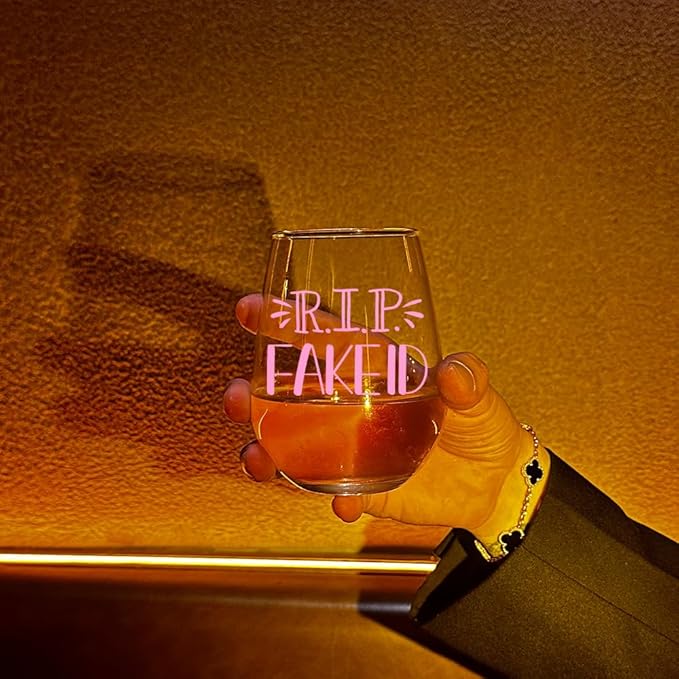 21st Birthday Wine Glass, RIP FAKE ID 21st Birthday Gifts for Her, Funny Gift Ideas for Sister, Friend, Coworker,BFF, Women,Daughter-117