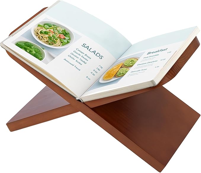 Open Book Display Stand, Wood Book Stands for Display, Cookbook Stand, Recipe Books Holder, Textbook Stands, Reading Accessories Art Document Books, Bible, Magazines, Home and Office