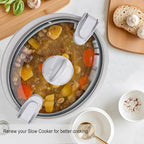 Oval Glass Lid with White Lock System, ONLY Compatible with Crock Pot 2.5 Quart Slow Cooker SCCPCCM250-BT
