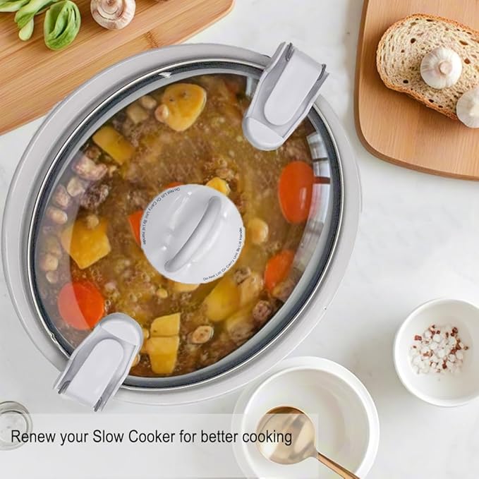 Oval Glass Lid with White Lock System, ONLY Compatible with Crock Pot 2.5 Quart Slow Cooker SCCPCCM250-BT