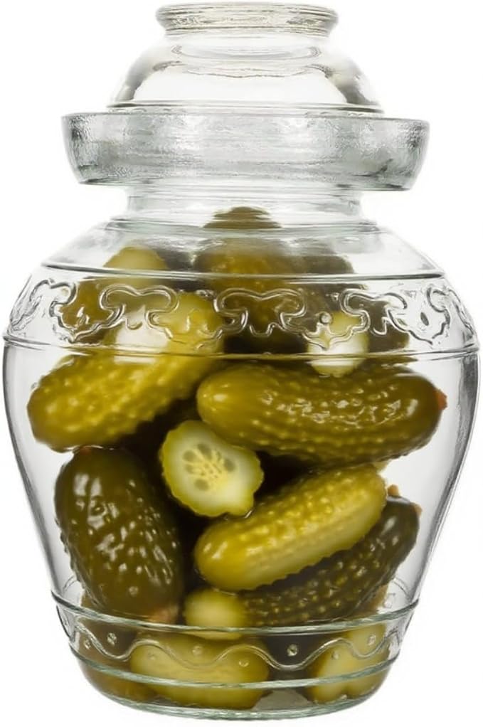 2.5 Liter Canning Pickle Fermentation Jar Glass Jar with Lid, Kombucha Crock with Water Seal for Making Pickles, Kimchi, Sauerkraut, Kombucha and Wine Brewing, Fermentation Kit
