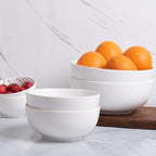 DELLING 30 OZ Ceramic Soup Bowls Set of 6 - Large White Serving Bowls for Kitchen, Pasta, Salad, Rice, Oatmeal, Microwave Safe