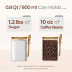ComSaf 0.8 Qt Glass Jars with Bamboo Lids & Spoons Set of 4, Square Glass Containers with Lids, Sugar Coffee Containers Salt Spice Jars, Pantry Storage Container for Loose Tea, Candy, Brown Sugar, Nut