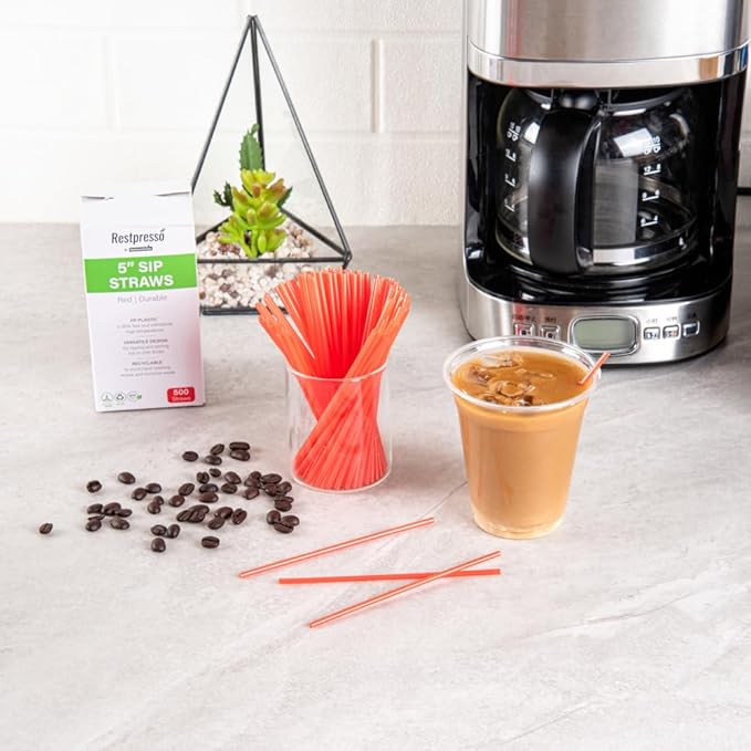 Restaurantware Restpresso 5 Inch Cocktail Stirrers 5000 Disposable Coffee Stirring Rods - Premium Odorless Red Plastic Stirrers For Coffee For Hot And Cold Drinks For Bars Or Offices