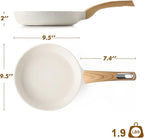 SENSARTE Ceramic Nonstick Frying Pan Skillet 9.5Inch Non Stick Omelette Pans, Non-toxic Healthy Kitchen Cooking Chef's Pan, Free of Intentionally Added PFOA/PFAS/PTFE, Induction Compatible, White