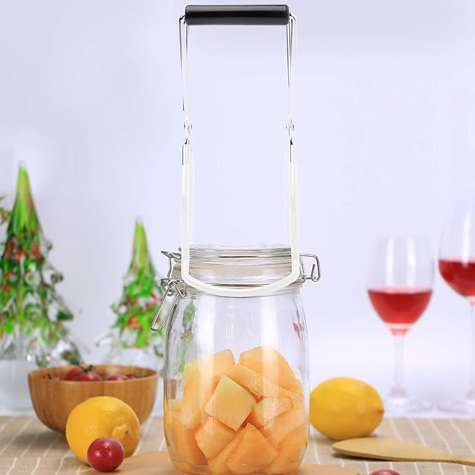 Eeoyu Canning Jar Lifter Tongs Stainless Steel Jar Lifter with Grip Handle for Home Kitchen (White)