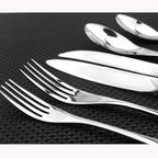 Flatware Set 18/10 Stainless Steel Mirror Polished Silver Cutlery - Silverware Utensil Set of Steak Knife Dinner Fork Knife Spoon Salad Fork Dessert Spoon,6 Piece Service for 1