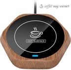Smart Beverage Heating Plate Candle Wax Cup Warmer Electric Thermostat Coaster for Hot Coffee Milk Tea Water Cocoa Desk Home Office Use (R1 Wood Grain)