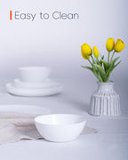 27 OZ Max Cereal Soup Bowl Set of 6, Thin Light & Durable Opal Glass 7.2 inch White Geometric Faceted Bowls for Ramen, Noodle, Salad, Fruit, Dishwasher and Microwave Safe