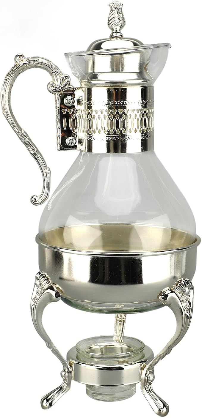 Vintage Turkish Coffee Pot Set, Decorative Glass Teapot Set, Heatable Glass Tea Kettle with Lid and Cup, Turkish Tea Set for Home Tea Party, Milk, Coffee, Hot Cold Tea