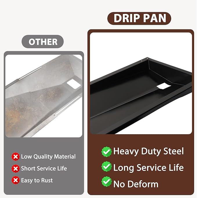 67767 Grease Tray for Weber Grill Parts Genesis 300 Series with Side Control Knob(2007-2010), 67758 Grill Drip Pan for Weber Genesis E-310 E-320 Gas Grills Replacement Parts