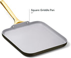 Caraway Square Griddle Pan - 11” Square Pan - Non-Stick Ceramic Coated - Non Toxic, PTFE & PFOA Free - Oven Safe & Compatible with All Stovetops - Black
