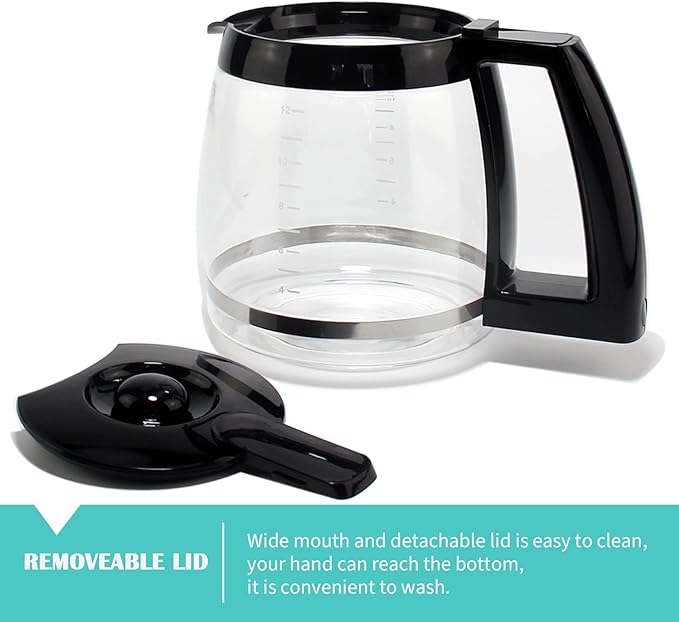 12-Cup Replacement Glass Coffee Carafe for Cuisinart Coffee Maker Models DCC-1200, DCC-1100BK, DCC-2650, CHW-12, CHW-12P1, DGB-550BK, DGB-550BK1, DGB-625BC, DGB-700BC, and SS-12 | Part# DCC-1200PRC