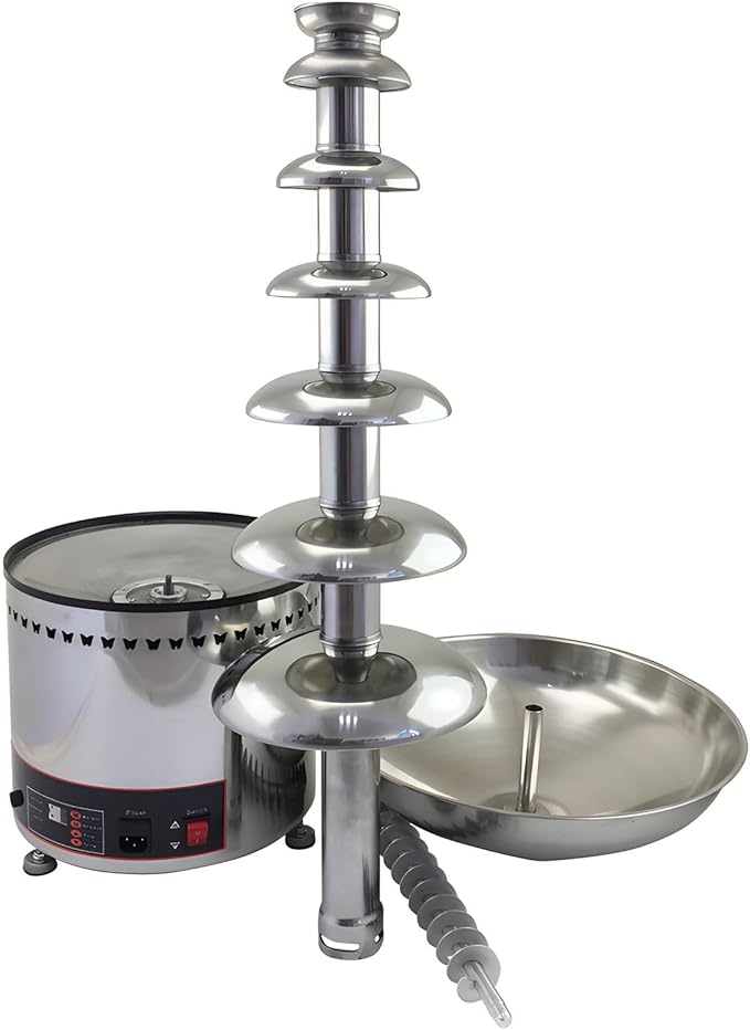 7-Tier Electric Stainless Steel Chocolate Melts Dipping Fondue Fountain Commercial Chocolate Fondue Fountain Machine 110V Chocolate Waterfall Heated Melting Machine for Party