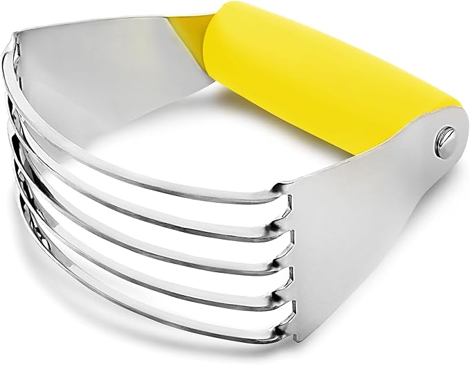 Zulay Kitchen Dough Blender - Stainless Steel Pastry Cutter, Heavy Duty Dough Cutter With Blades, Pastry Blender And Butter Cutter - Pastry Cutter For Baking (Yellow)